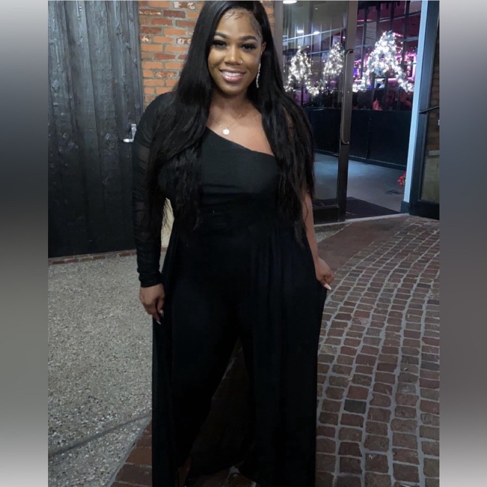 Dressy black off the shoulder jumpsuit